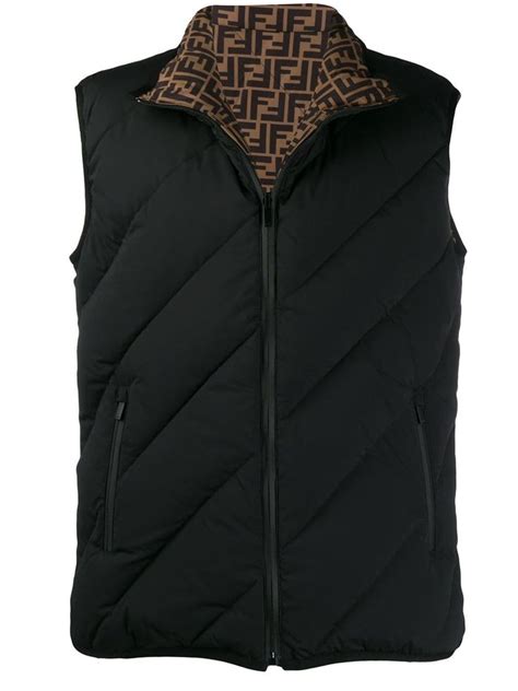 fendi reversible gilet|Black fabric reversible gilet .